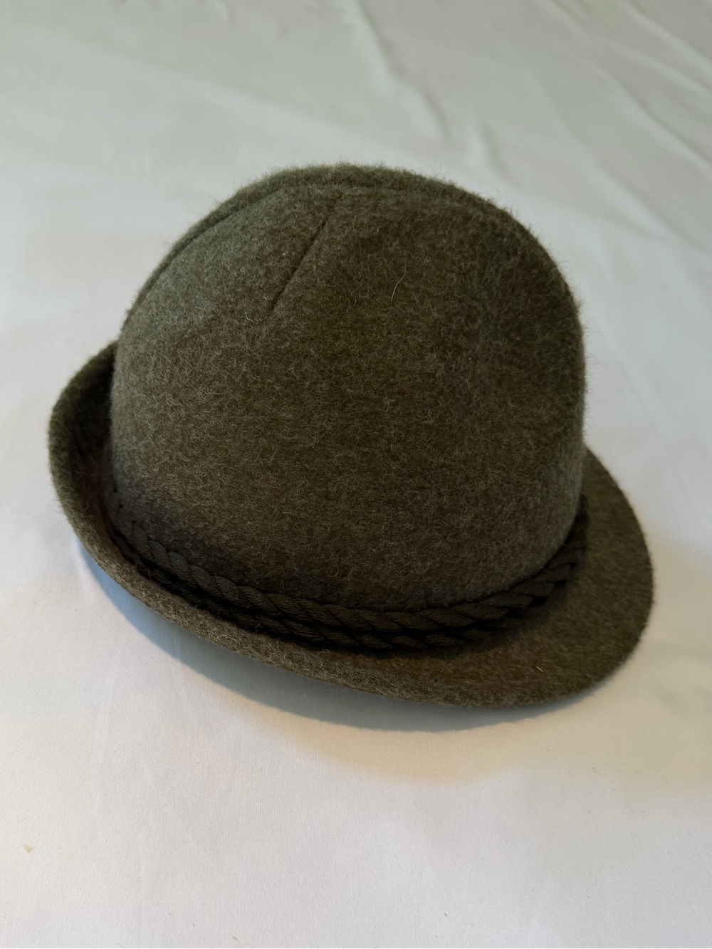 Alpine Olive Bowler Hat with Braided Band